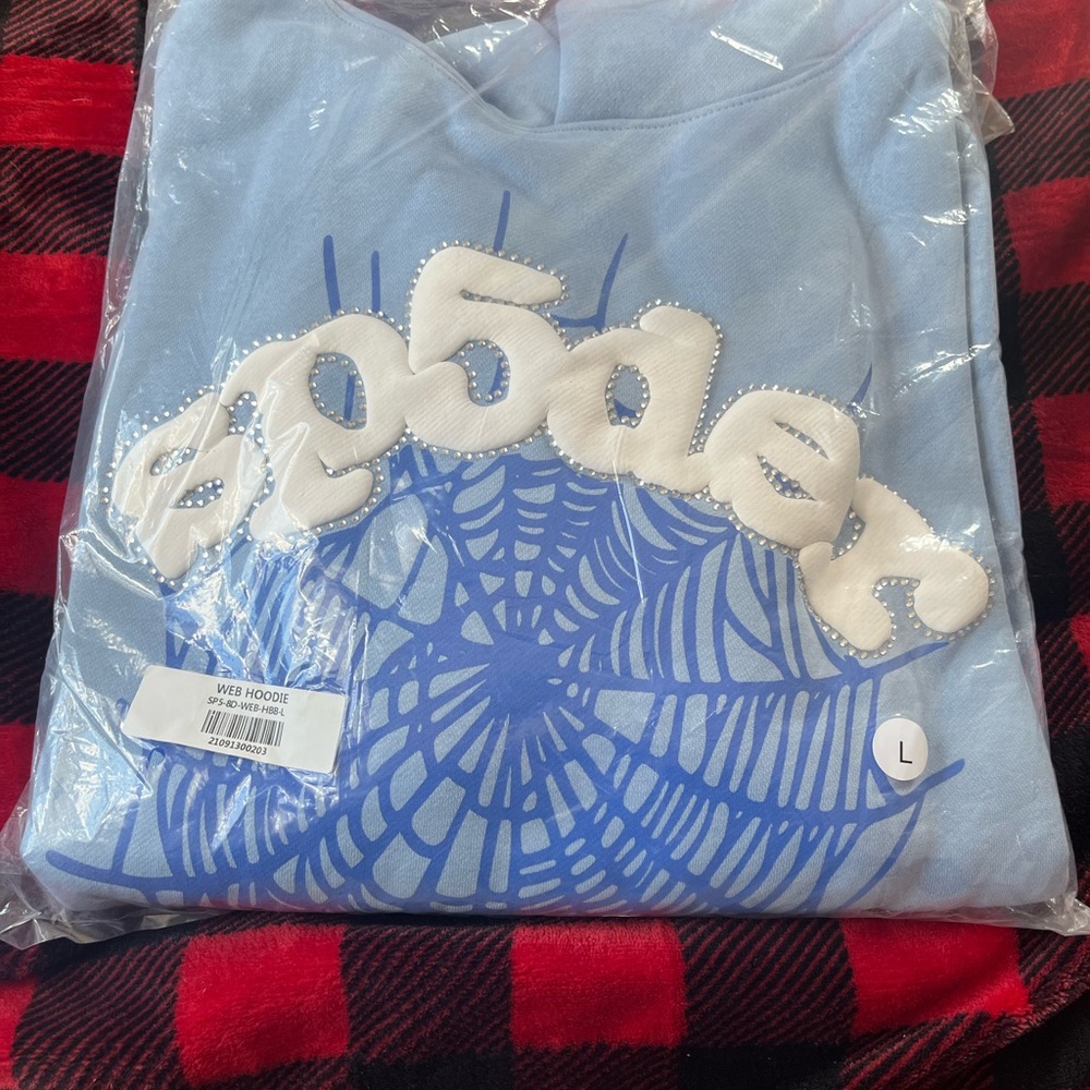 Sp5der Web Hoodie Sky Blue Size L